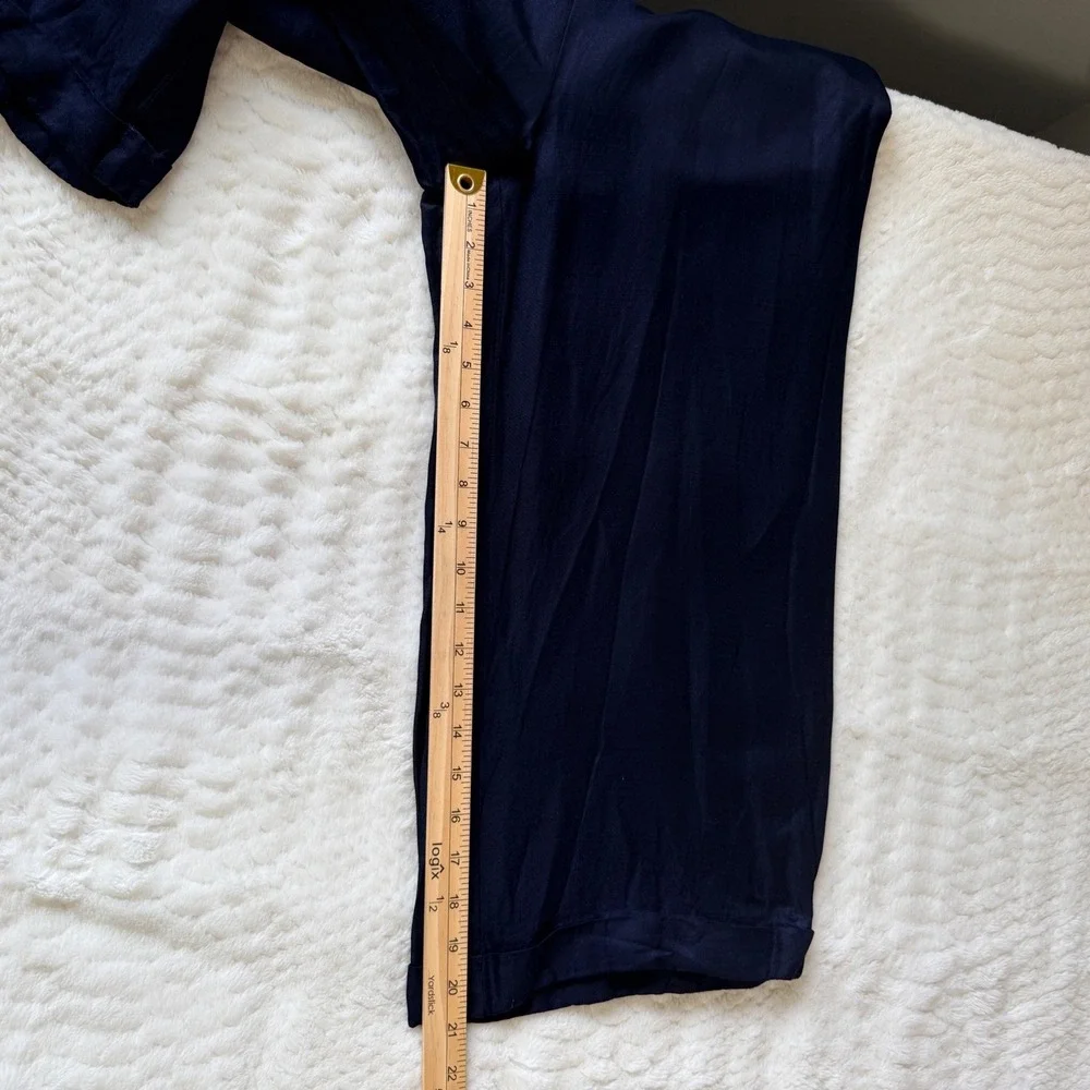 Banana Republic Navy Blue Wide Leg Knot Front V-Neck Jumpsuit‎ Pockets Womens 6